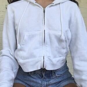 Brandy Melville White Ribbed Crystal Jacket